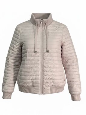Hyba Women's Quilted Light Mauve Bomber Jacket with Drawstring Collar XXL